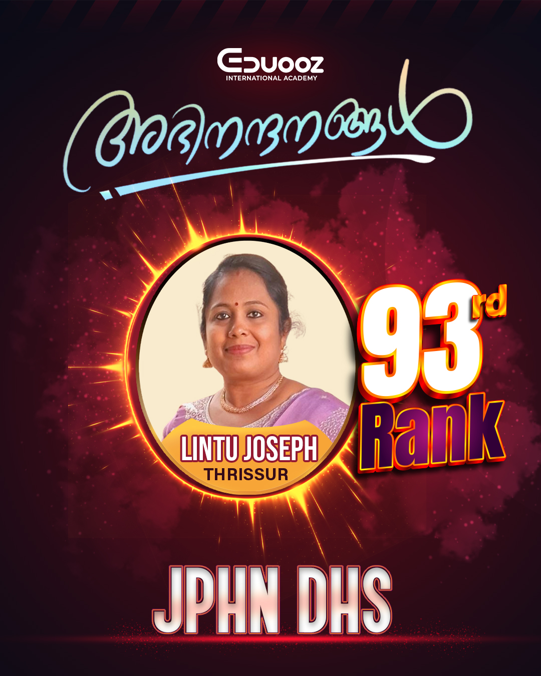 Rank holder portrait: 93 Lintu Joseph JPHN DHS.jpg